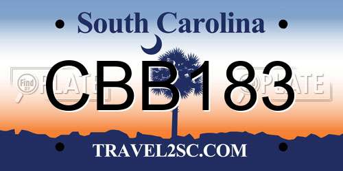 CBB183 South Carolina License Plate