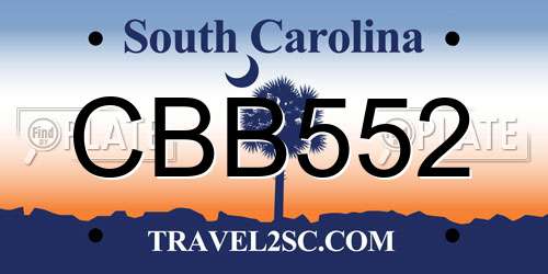 CBB552 South Carolina License Plate