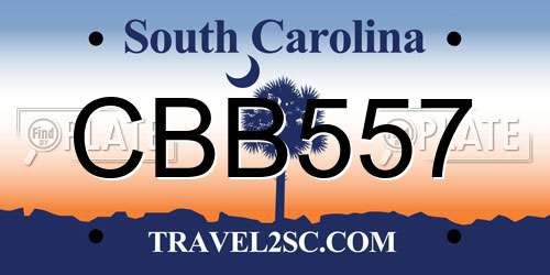 CBB557 South Carolina License Plate