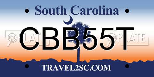 CBB55T South Carolina License Plate