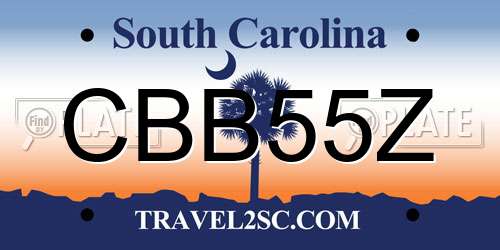 CBB55Z South Carolina License Plate