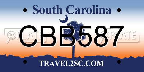 CBB587 South Carolina License Plate