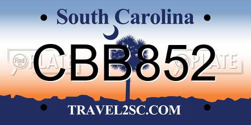 CBB852 South Carolina License Plate