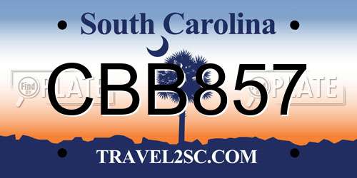 CBB857 South Carolina License Plate