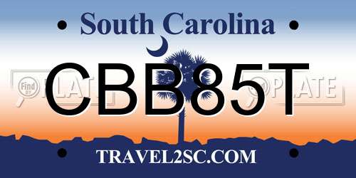 CBB85T South Carolina License Plate