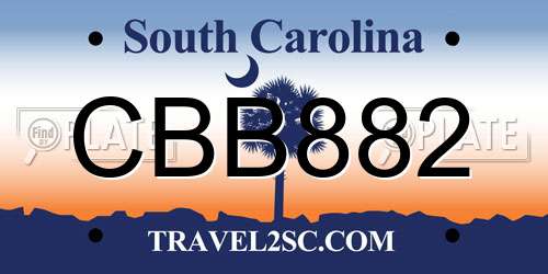 CBB882 South Carolina License Plate