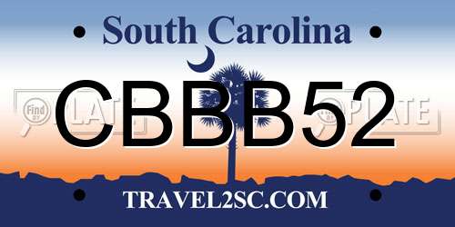 CBBB52 South Carolina License Plate