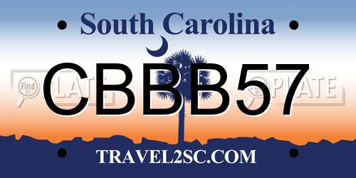 CBBB57 South Carolina License Plate