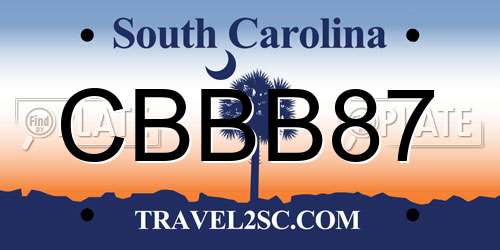 CBBB87 South Carolina License Plate