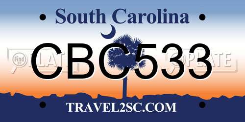 CBC533 South Carolina License Plate