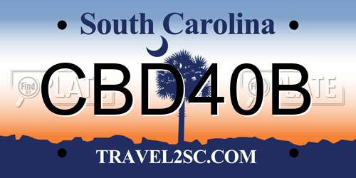 CBD40B South Carolina License Plate
