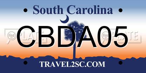 CBDA05 South Carolina License Plate