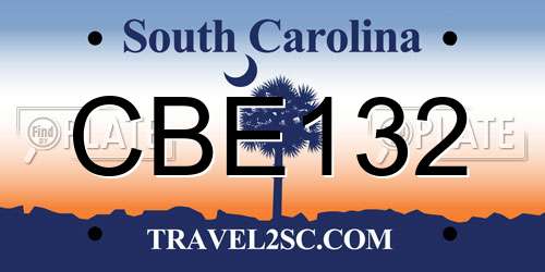 CBE132 South Carolina License Plate