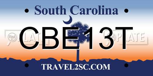 CBE13T South Carolina License Plate