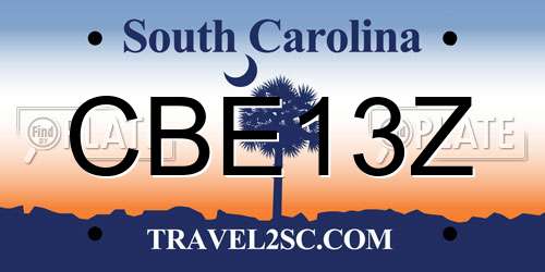 CBE13Z South Carolina License Plate