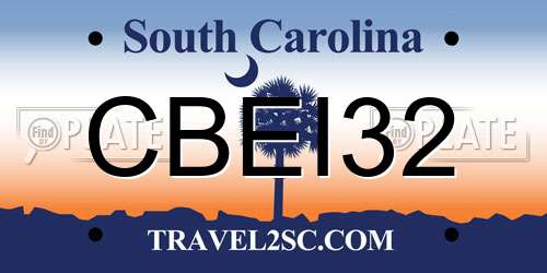 CBEI32 South Carolina License Plate