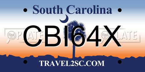 CBI64X South Carolina License Plate