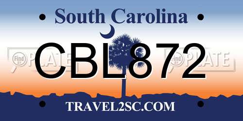 CBL872 South Carolina License Plate