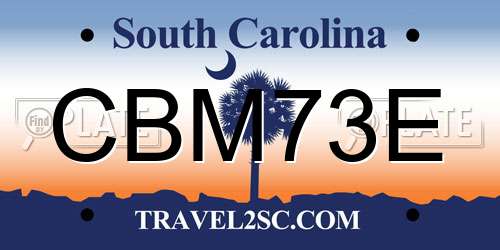 CBM73E South Carolina License Plate