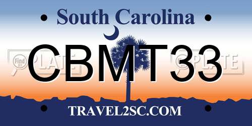 CBMT33 South Carolina License Plate