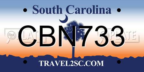 CBN733 South Carolina License Plate