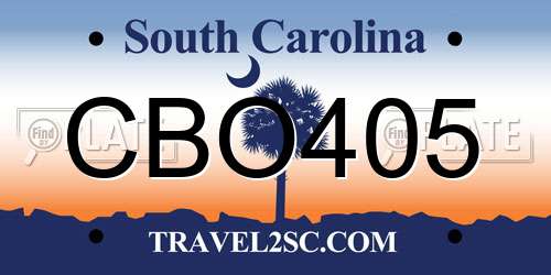 CBO405 South Carolina License Plate