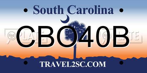 CBO40B South Carolina License Plate