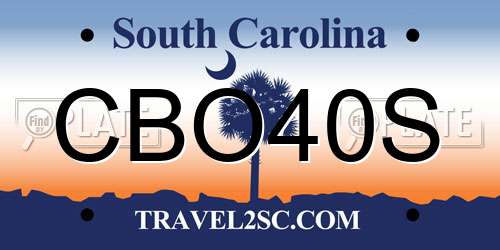 CBO40S South Carolina License Plate