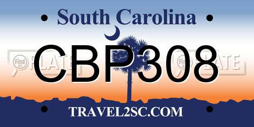 CBP308 South Carolina License Plate