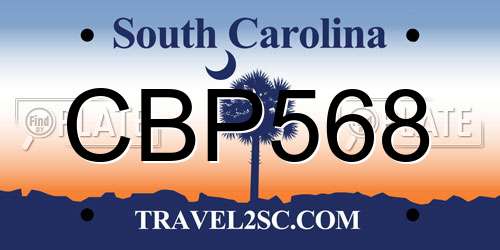 CBP568 South Carolina License Plate