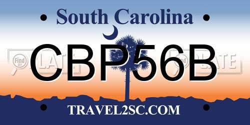 CBP56B South Carolina License Plate