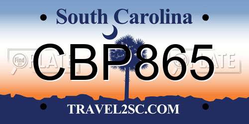 CBP865 South Carolina License Plate