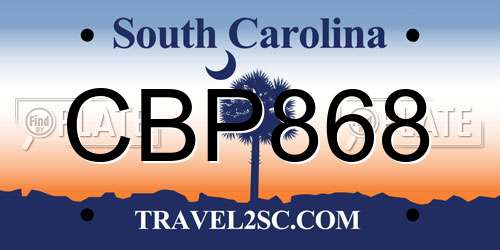CBP868 South Carolina License Plate