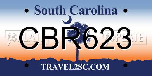 CBR623 South Carolina License Plate