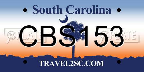 CBS153 South Carolina License Plate