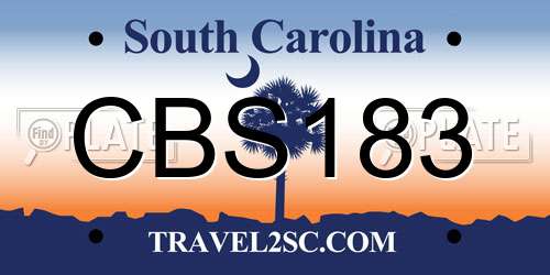 CBS183 South Carolina License Plate