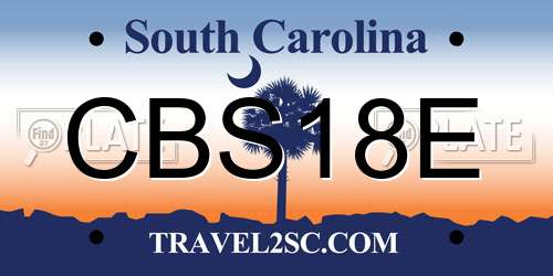 CBS18E South Carolina License Plate