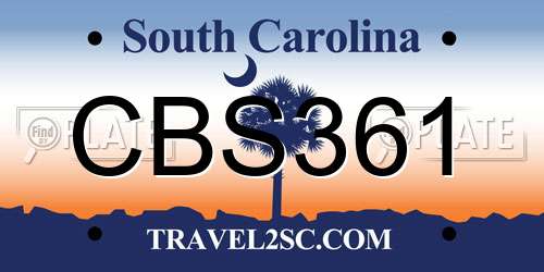 CBS361 South Carolina License Plate