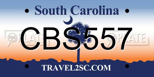 CBS557 South Carolina License Plate