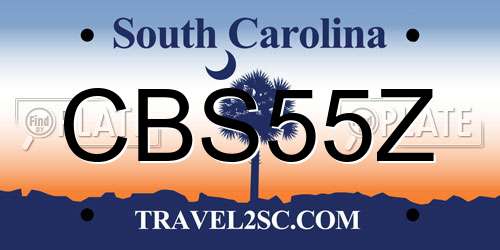 CBS55Z South Carolina License Plate