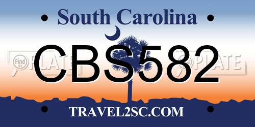 CBS582 South Carolina License Plate