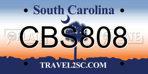 CBS808 South Carolina License Plate