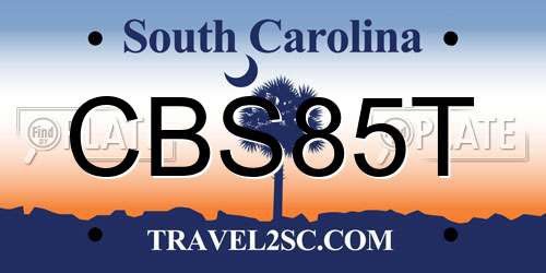 CBS85T South Carolina License Plate