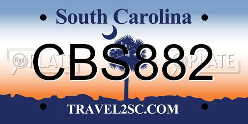 CBS882 South Carolina License Plate