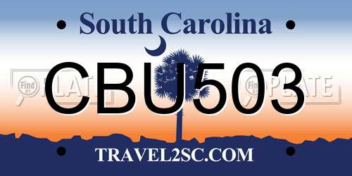 CBU503 South Carolina License Plate