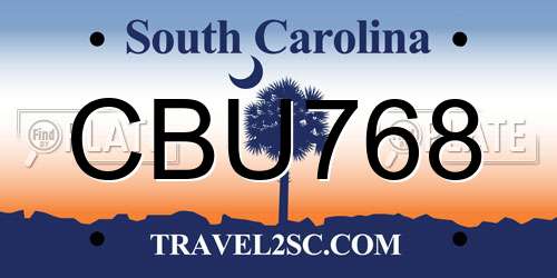 CBU768 South Carolina License Plate