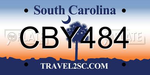 CBY484 South Carolina License Plate