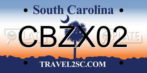 CBZX02 South Carolina License Plate