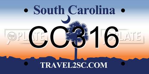 CC316 South Carolina License Plate