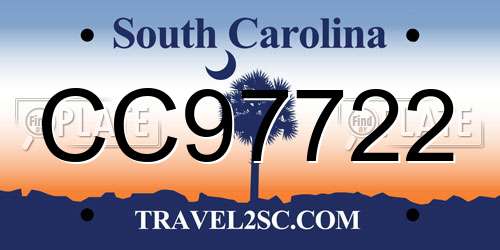 CC97722 South Carolina License Plate